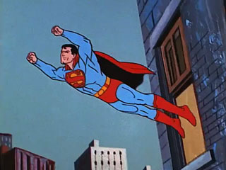 Superman exits the Daily Planet